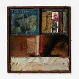 Hannelore Baron, Untitled (B80024), 1980, cloth, metal frame, wood blocks, ink, and paper in artist-made frame