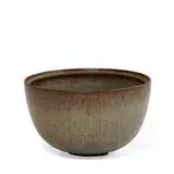 earthenware bowl with mottled brown and gray glazes by Gertrud and Otto Natzler, sold May 2022