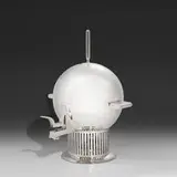 Tea urn by Wilcox Silver Plate Division Eliel Saarinen for International Silver Co., sold May 2022