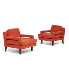 attribution Edward Wormley, lounge chairs, pair