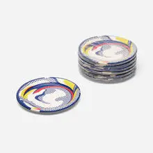 Paper Plates (sixty-two works) by Roy Lichtenstein, 1969, screenprint in colors on paper plate, sold Jul 2020