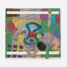 Alan Shields, Houston Oil, 1974, screenprint in colors, relief, embossing, thread and cut paper