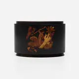 Andrew Szoeke, lidded box, c. 1935, wenge, mahogany, marquetry
