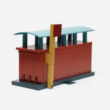 Michael Graves, mailbox, 1990, enameled steel, lacquered plastic