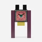 Neos table clock by Nathalie du Pasquier and George Sowden, 1987, lacquered wood, glass, enameled brass, sold Jul 2020