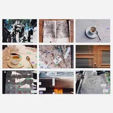 Moyra Davey, Nine Photographs from Paris (Group 1) (mailers), 2009, inkjet print on Fuji Film Crystal Archive Paper with ink, tape and postage stamps