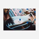 Moyra Davey, Blue (mailer), 2011, inkjet print on Fuji Film Crystal Archive Paper with ink, tape and postage stamps