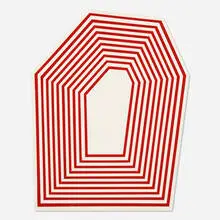 Barry McGee, Untitled (Hexagon Maroon Stripes), 2012, paint on wood panel