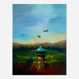 Robert Rasely, Contemplative Envy, 1997, oil on birch