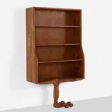 Tim Mackaness, Tree Frog bookshelf, c. 1975, laminated and carved black walnut and koa