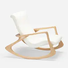 Vladimir Kagan, Sculpted rocking chair, maple, leather