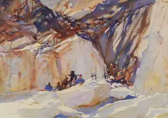 John Whorf, Quarryworkers, watercolor and pencil on paper