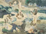 George 'Pop' Hart, Women Washing Clothes, watercolor on paper