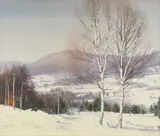 Carl Wuermer, Birches in Winter, oil on canvas