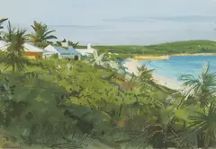 Odgen Minton Pleissner, Bermuda Shoreline, watercolor on paper with traces of pencil
