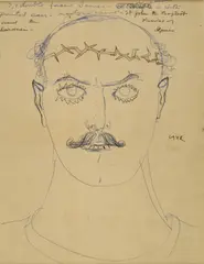 John D. Graham, Portrait of a Man with a Crown of Thorns, pen and ink on paper
