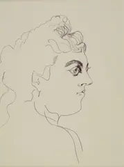 John D. Graham, Portrait of a Woman at Three-Quarter View, pen and ink on paper