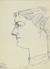John D. Graham, Portrait of a Woman in Profile and Sketch: a double sided work, pen and ink on paper