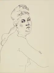 John D. Graham, Three-Quarter View of a Nude Woman, pen and ink on paper
