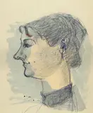 John D. Graham, Portrait of a Woman: a double sided work, pen and ink and oil on vellum