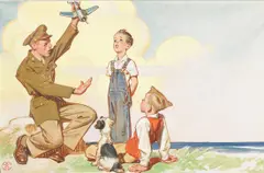 J. C. Leyendecker, Aviator with Two Boys, oil on canvas