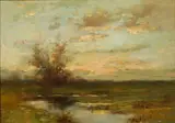 Arthur Hoeber, Tranquil Marshland, oil on canvas
