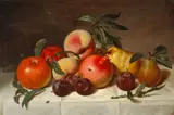Peter Baumgras, Still Life with Plums, Pears, Pomegranates, and Apples, 1872, oil on canvas