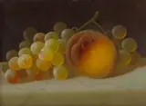Still Life with a Peach and Grapes; Still Life with a Pear and Grapes (a pair) by Carducius Plantagenet Ream, oil on board, sold Dec 2006