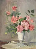 Nan Greacen, Pink Roses in a Vase, oil on canvas