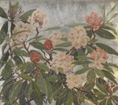 Rhododendron Panel by Mary Elizabeth Price, mixed media on masonite, sold Dec 2006
