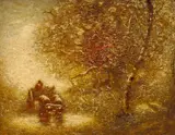 Louis Paul Dessar, Wooded Landscape with Oxen Watering, oil on canvas