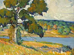Elmer Hader, Big Oak, 1921, oil on board