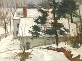 Elmer Hader, Snow in Grand View, 1921, oil on board on panel