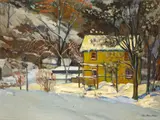 Elmer Hader, Winter River Road, oil on board