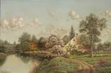 George W. Drew, Old Homestead in the Spring, oil on canvas