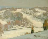 Percy William Holt, Gray Skies and Snow Fields, oil on canvas