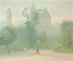 Springtime in Central Park by Johann Berthelsen, oil on canvas, sold Dec 2006