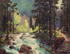 Richard Andrew Chase, Canyon Creek, Glacier Park, oil on canvas