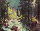 Richard Andrew Chase, Canyon Creek, Glacier Park, oil on canvas