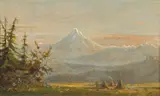 Henry Elkins, Indian Encampment, oil on board