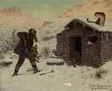 Robert Lindneux, A Dangerous Visitor, 1918, oil on canvas
