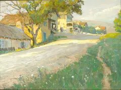 Albert Sheldon Pennoyer, A Village Road, pastel on board