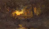 William Keith, Grazing in Evening's Glow, 1892, oil on canvas