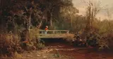 Thomas Hill, Fishing from the Bridge, Lagunitas Creek