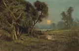 Manuel Valencia, Cattle Grazing at Twilight, oil on canvas