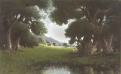 Carl Jonnevold, Among the Oaks, oil on canvas