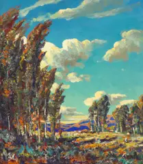 Charles M. Crocker, Windswept Landscape, oil on canvas