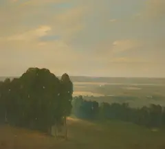 Xavier Martínez, Eucalyptus Grove in a Vast Landscape, oil on canvas