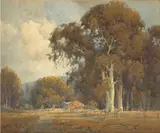 Carmel Valley Eucalyptus Trees by Percy Gray, 1924, pencil and watercolor on paper on board, sold Dec 2006