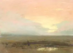 Giuseppe Cadenasso, Sunset on the Marsh, pastel on board